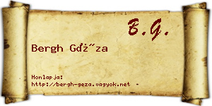 Bergh Géza névjegykártya